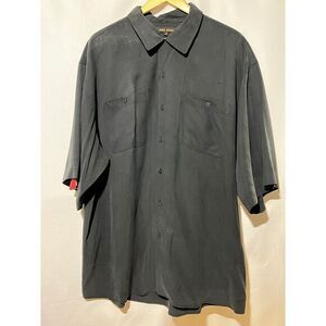 VINTAGE MENS JOEY RICHI BLACK SHORT SLEEVE SILK SHIRT 2 FRONT POCKETS‎ SIZE  XXL